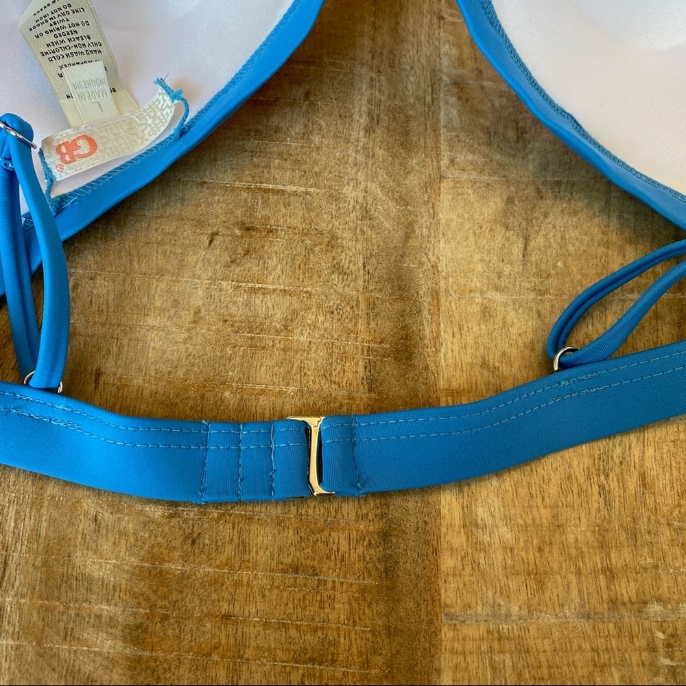 GIANNI BINI GB Two Piece Swimsuit In Colorblock Blue/White/Orange In Size L - Picture 6 of 7